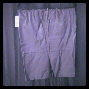 Faux leather midi skirt